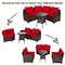 Costway 4PCS Outdoor Patio Rattan Furniture Set Cushioned Sofa Table Turquoise\Black\Navy\Red